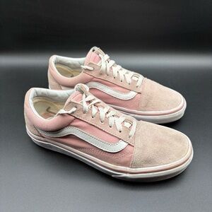 Vans Old Skool, Mens 5.5, Womens 7, Pink Suede Low Top Skateboard Sneakers